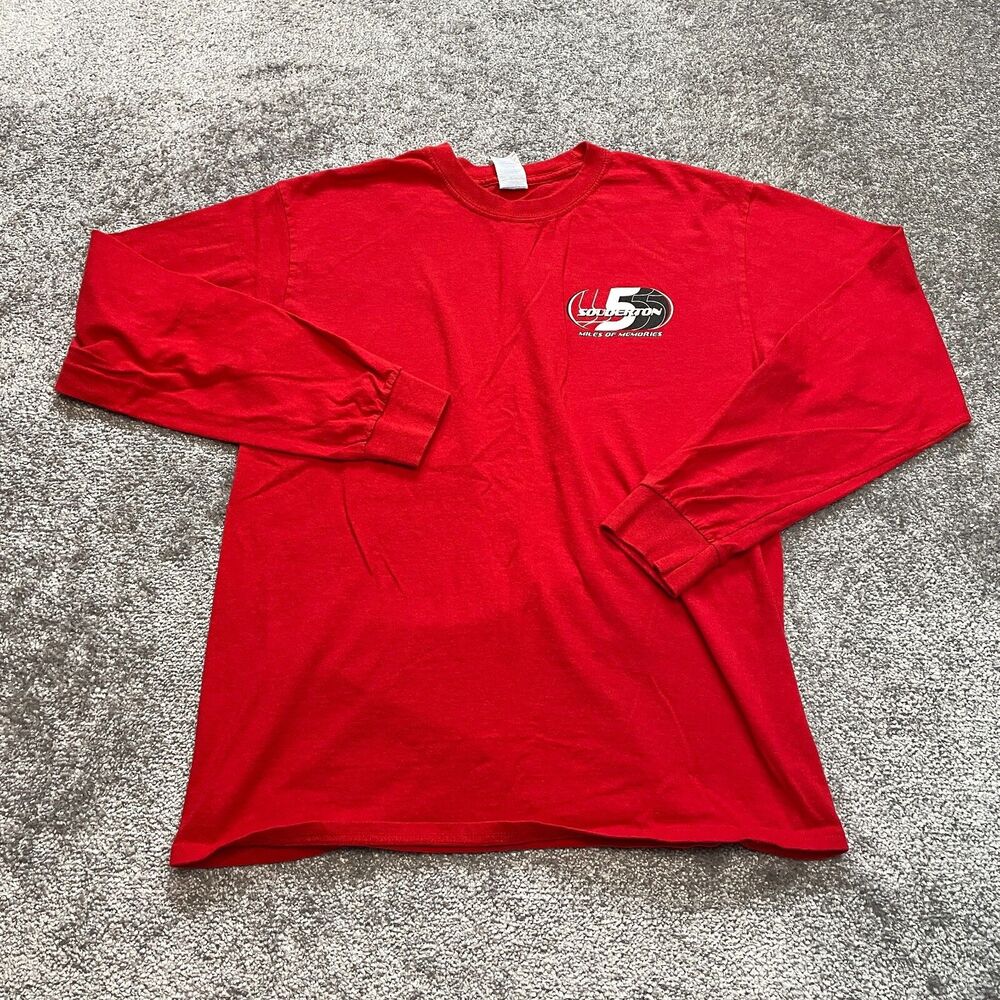 Gildan Heavy Cotton Shirt Adult Medium Red Long Sleeve Souderton Miles Memories